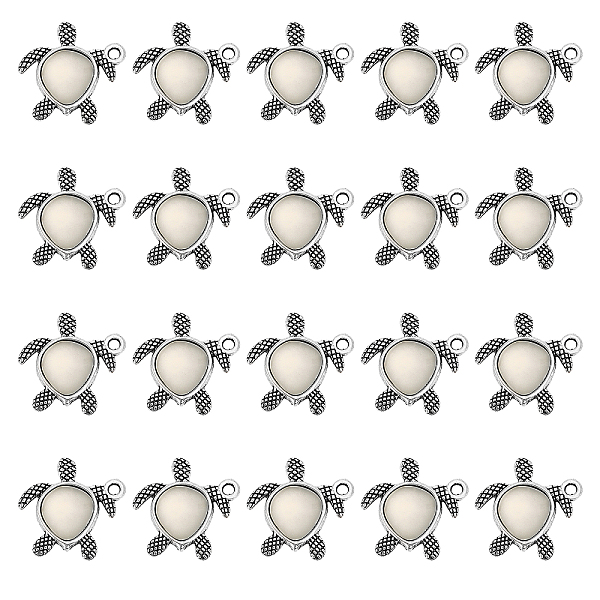 

PandaHall CHGCRAFT 20Pcs Resin Pendants, Sea Turtle Charms, with Alloy Findings, Antique Silver, 20x20x4mm, Hole: 1mm Alloy+Resin Turtle..., White