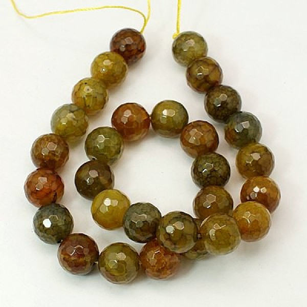 

PandaHall Dyed Natural Dragon Veins Agate Beads Strands, Faceted, Round, 10mm, Hole: 1mm, about 36pcs/strand, 15.74 inch Dragon Veins Agate..., Brown