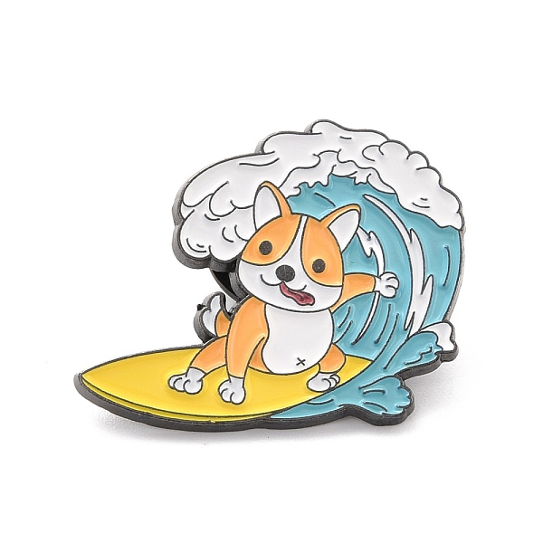 

PandaHall Dog Surfing Enamel Pin, Cute Animal Alloy Enamel Brooch for Backpack Clothes, Gunmetal, Sky Blue, 24x29x10mm, Pin: 1mm...