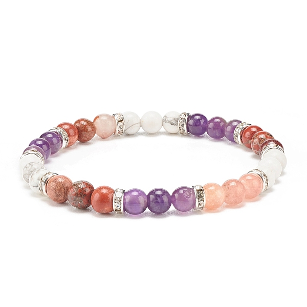 

PandaHall Natural Amethyst & Gemstone Round Beaded Bracelet for Women, Inner Diameter: 2-1/8 inch(5.5cm) Amethyst Clear