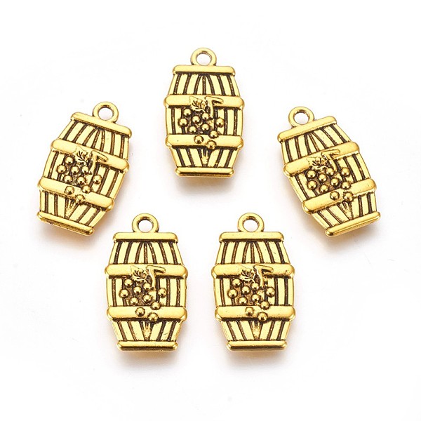 PandaHall Tibetan Style Alloy Pendants, Lead Free, Cadmium Free and Nickel Free, Drum, Antique Golden Color, 26x15x4mm, Hole: 1.5mm Alloy...