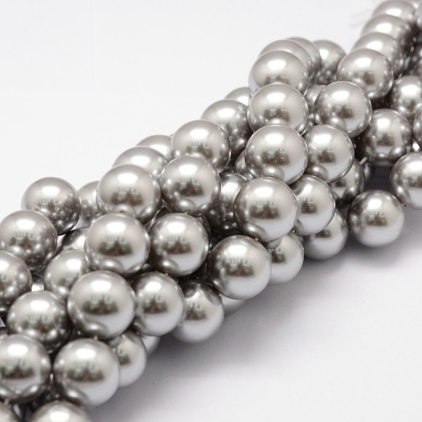 

PandaHall Shell Pearl Beads Strands, Grade A, Round, Gray, 12mm, Hole: 1mm, about 34pcs/strand, 16 inch Shell Pearl Round Gray