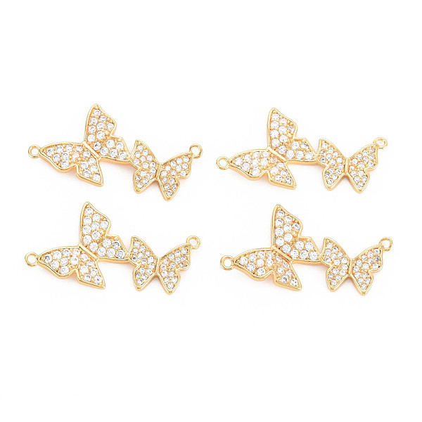 

PandaHall Rack Plating Brass Micro Pave Clear Cubic Zirconia Connector Charms, with Jump Rings, Nickel Free, Butterfly, Real 18K Gold Plated...