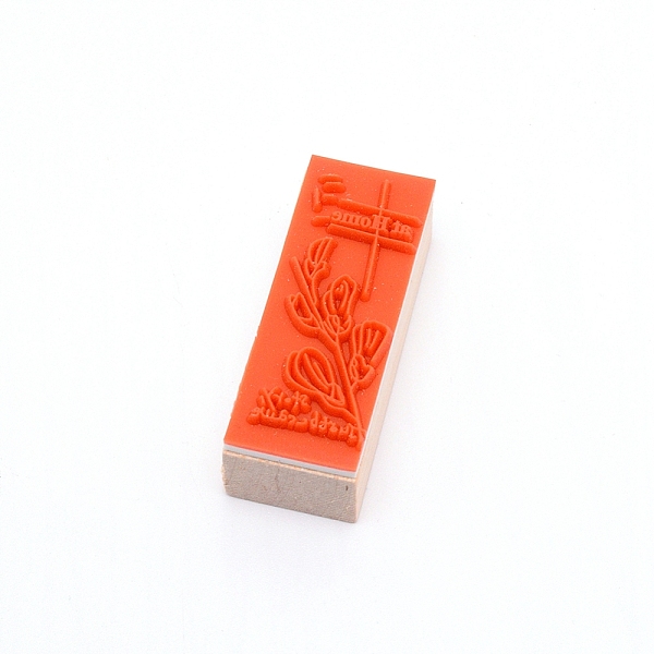 

PandaHall Wooden Stamps, with Rubber, Rectangle, Flower Pattern, 55x22x19mm Wood Orange