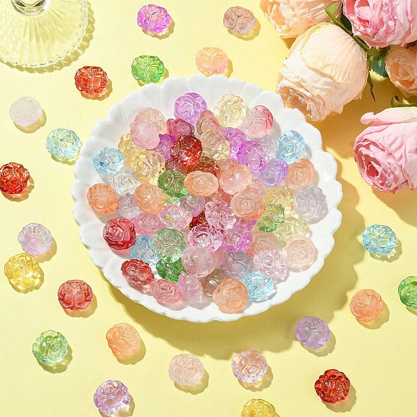 

PandaHall 140Pcs 14 Styles Frosted Acrylic Beads, Flower, Mixed Color, 18x20x11.5mm, Hole: 2mm, 10pcs/style Acrylic Flower Multicolor