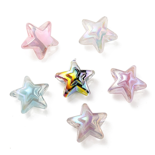 

PandaHall UV Plating Rainbow Iridescent Transparent Acrylic Beads, Two Tone, Star, Mixed Color, 15.5~16x16.5x9.5mm, Hole: 2.6mm Acrylic Star..., Multicolor