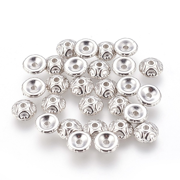 

PandaHall CCB Plastic Bead Caps, Platinum, 7x3mm, Hole: 1.5mm Plastic