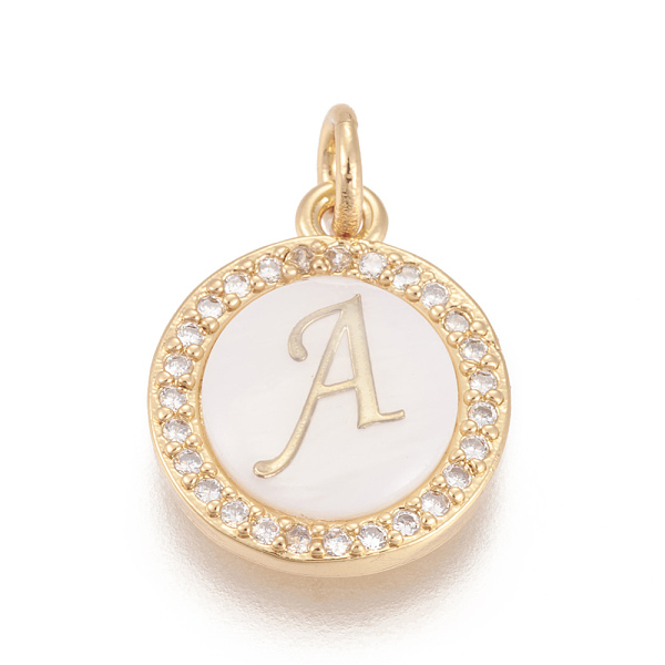 

PandaHall Brass Micro Pave Cubic Zirconia Pendants, with Shell, Long-Lasting Plated, Lead Free & Cadmium Free & Nickel Free, Real 18K Gold..., Clear