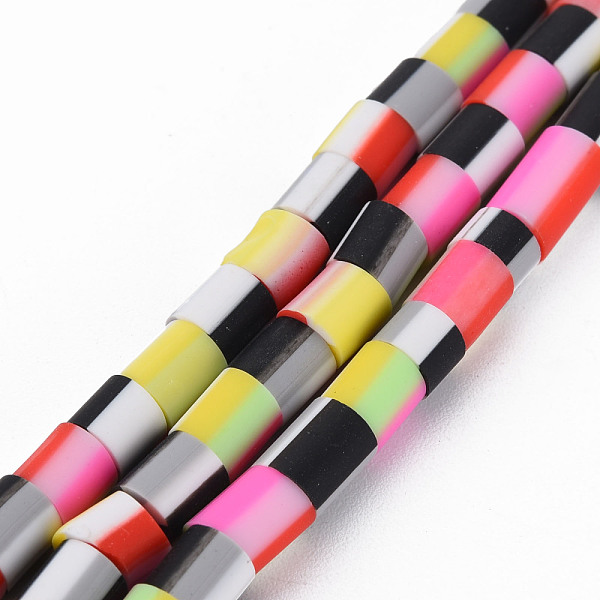 

PandaHall Handmade Polymer Clay Bead Strands, Column, Mixed Color, 5x2.5~6.5mm, Hole: 1.8mm, about 72~73pcs/strand, 15.28 inch~15.55 inch...
