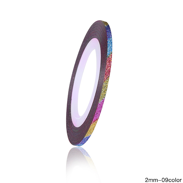 

PandaHall Flash Powder Tape Line, Nail Art Sticker Tips Decoration, Nail Art Stickers Rolls, Colorful, 45x2mm, about 20m/roll Paper None