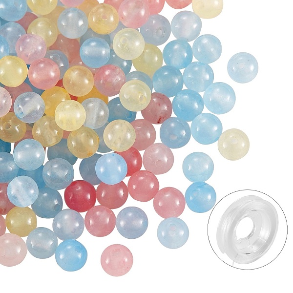 

PandaHall DIY Jewelry Bracelet Making Kits, 200Pcs 6mm Dyed Round Natural White Jade Beads and Flat Elastic Thread, Colorful, 6mm, Hole: 1mm...