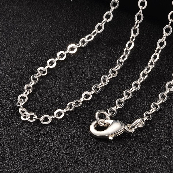

PandaHall Brass Cable Chains Necklaces, with Lobster Clasps, Silver Color Plated, 21.9 inch Brass