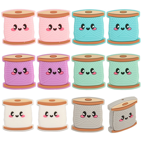 

PandaHall CHGCRAFT 12Pcs 6 Colors Spool Food Grade Eco-Friendly Silicone Beads, Chewing Beads For Teethers, DIY Nursing Necklaces Making..., Multicolor