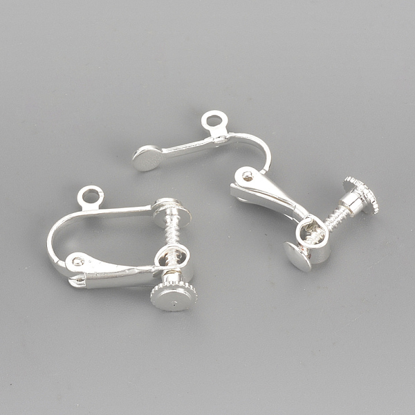 

PandaHall Brass Screw Clip-on Earring Findings, Spiral Ear Clip, Silver Color Plated, 15x17x5mm, Hole: 1.5mm Brass