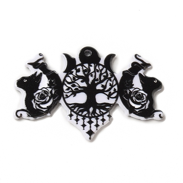 

PandaHall Double-sided Printed Acrylic Pendants, Magic Theme Charm, Cat, 28x43.5x2.5mm, Hole: 1.8mm Acrylic Moon Black
