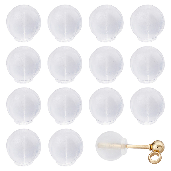

PandaHall SUPERFINDINGS 120Pcs Plastic Full-covered Ear Nuts, Round, Clear, 6x6x6.5mm, Hole: 0.8mm Plastic Clear