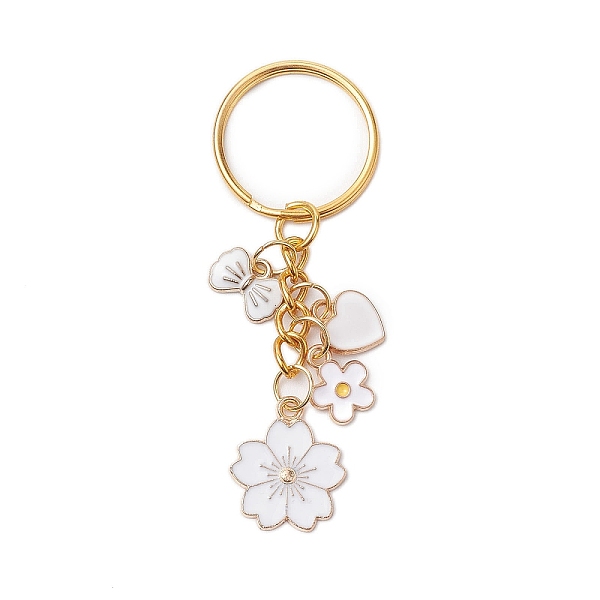 

PandaHall Alloy with Enamel Keychain, Flower, Golden, 7.3cm Alloy Flower