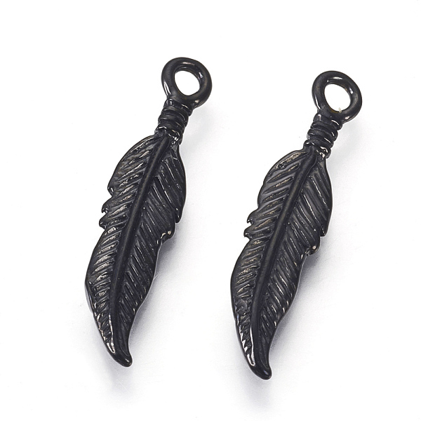 

PandaHall 304 Stainless Steel Pendants, Feather, Gunmetal, 25.5x6x2.5mm, Hole: 2mm 304 Stainless Steel Feather