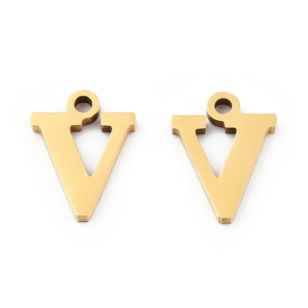 

PandaHall 201 Stainless Steel Charms, Alphabet, Letter.V, 8.5x6.5x1mm, Hole: 1mm 201 Stainless Steel Letter V