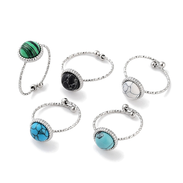 

PandaHall Ion Plating(IP) 304 Stainless Steel Ring, Adjustable Synthesize Gemstone Rings, Flat Round, 10.5mm, Inner Diameter: Adjustable...