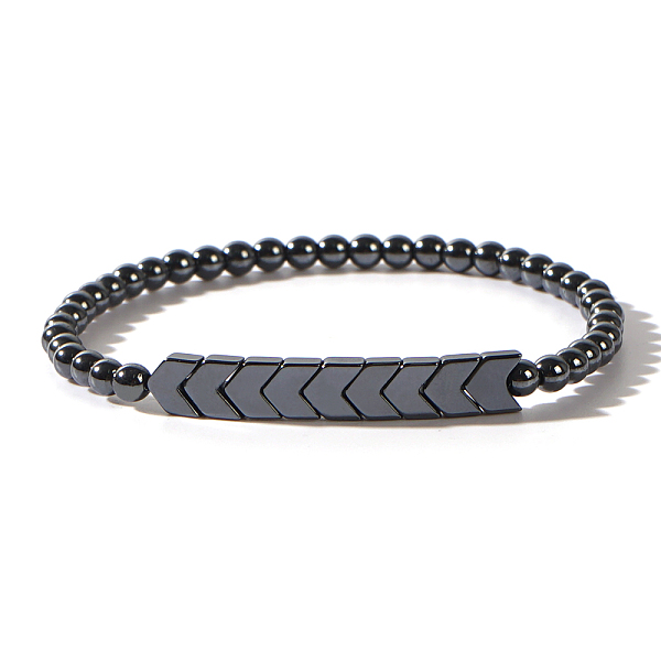 

PandaHall Hematite Arrowhead & Round Beads Stretch Bracelets for Men Hematite Arrow