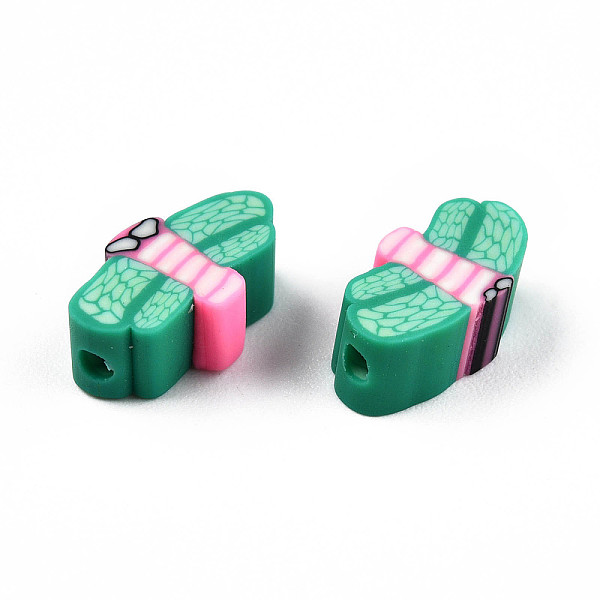

PandaHall Handmade Polymer Clay Beads, Dragonfly, Sea Green, 5~8.5x9~11.5x4.5~5mm, Hole: 1.2~1.6mm Polymer Clay Dragonfly