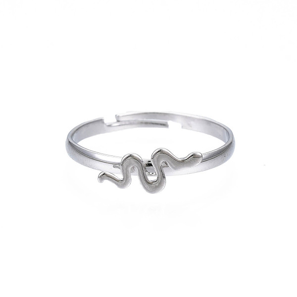 

PandaHall Snake Iron Open Cuff Ring for Women, Cadmium Free & Lead Free, Platinum, US Size 7 1/2(17.7mm) Iron