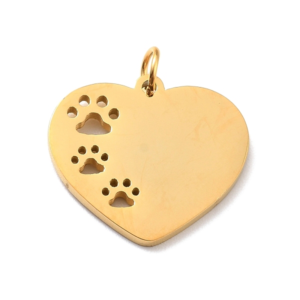 

PandaHall Vacuum Plating 304 Stainless Steel Pendantd, Heart with Footprint, Golden, 18x20x1.3mm, Jump Ring: 5x1mm, Inner Diameter: 3.5mm....