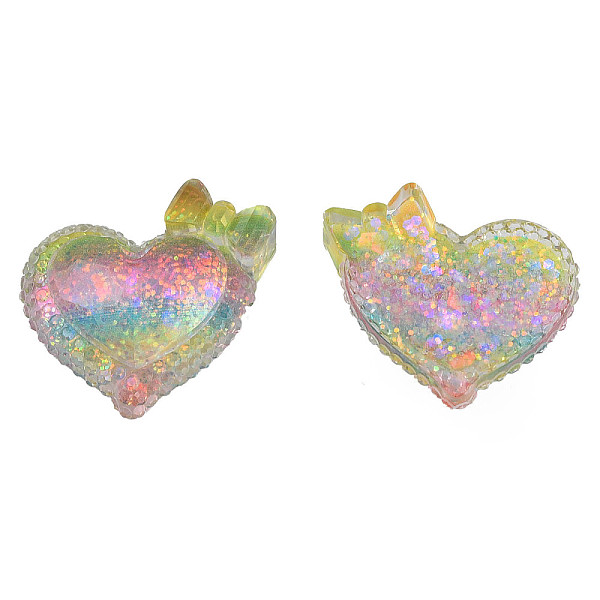 

PandaHall Transparent Epoxy Resin Cabochons, with Paillettes, Heart, Colorful, 23x24x8mm Epoxy Resin Heart