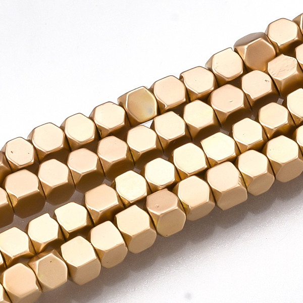 

PandaHall Electroplate Non-magnetic Synthetic Hematite Beads Strands, Cube, Light Gold Plated, 2x2x2mm, Hole: 0.5mm, about 203pcs/strand...