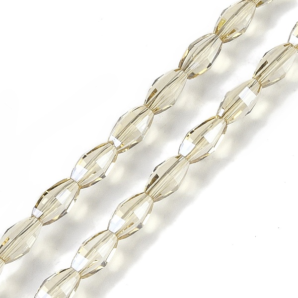 

PandaHall Electroplate Glass Beads Strands, Pearl Luster Plated, Faceted, Oval, Beige, 7.5x4.5mm, Hole: 0.9mm, about 60pcs/strand, 17.32''..., Yellow