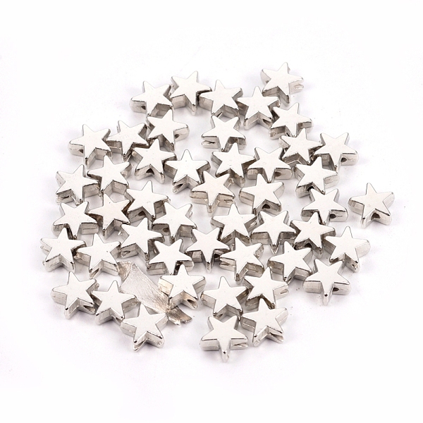 

PandaHall CCB Plastic Beads, Star, Platinum, 6x6x3mm, Hole: 1mm Plastic Star