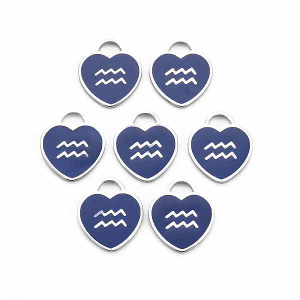 

PandaHall 304 Stainless Steel Pendants, with Enamel, Heart with 12 Constellations, Aquarius, 16.5x14.5x1.5mm, Hole: 3x3.5mm Stainless...