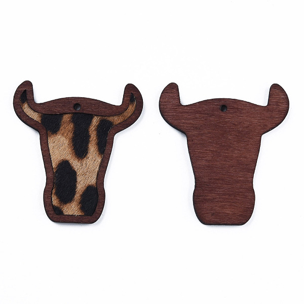 

PandaHall Eco-Friendly Cowhide Leather Big Pendants, with Dyed Wood, Cow's Head with Leopard , PeachPuff, 55x50x3mm, Hole: 2.5mm Leather..., Brown