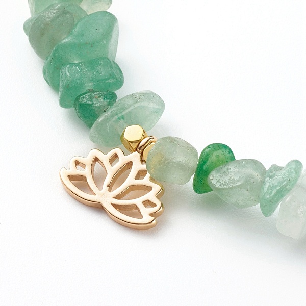 

PandaHall Chakra Jewelry, Brass Lotus Pendant Necklaces, with Chip Gemstone Beads and Non-magnetic Synthetic Hematite Beads, Golden...