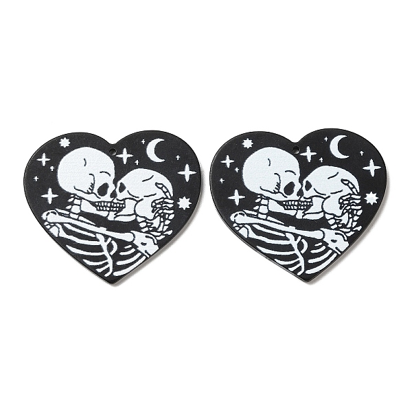 

PandaHall Heart with Skull Pattern Opaque Double-sided Printed Acrylic Pendants, for Halloween, Black, 37.5x42.5x2.5mm, Hole: 1.5mm Acrylic...