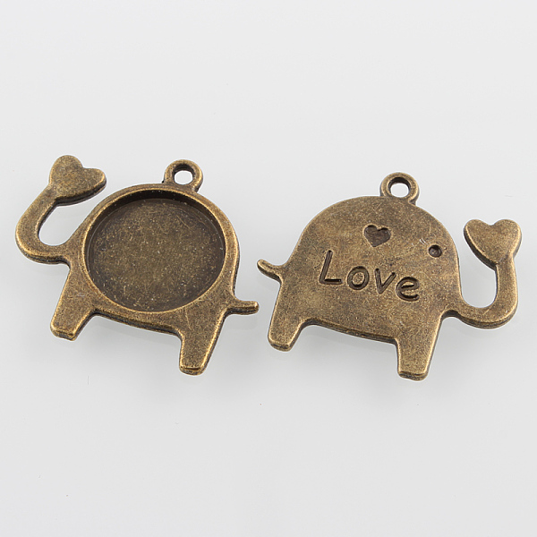 

PandaHall Lovely Elephant with Love Alloy Pendant Cabochon Settings, Cadmium Free & Nickel Free & Lead Free, Antique Bronze, Tray: 14mm...