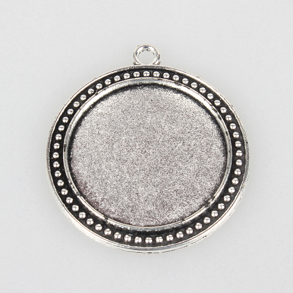 

PandaHall Tibetan Style Alloy Pendant Cabochon Settings, Cadmium Free & Lead Free, Flat Round, Antique Silver, Tray: 30mm, 44x39x2mm, Hole...
