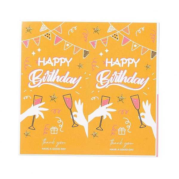 

PandaHall Rectangle Happy Birthday Theme Paper Stickers, Self Adhesive Sticker Labels, for Envelopes, Bubble Mailers and Bags, Cup Pattern..., Gold