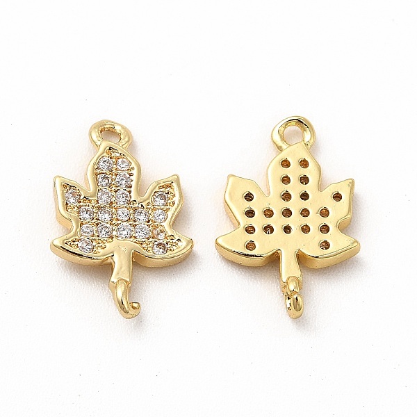 

PandaHall Rack Plating Brass Micro Pave Cubic Zirconia Charms, Real 18K Gold Plated, Long-Lasting Plated, Maple Leaf Charm, Real 18K Gold..., Clear
