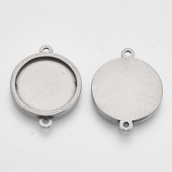 

PandaHall 201 Stainless Steel Cabochon Connector Settings, Flat Round, Stainless Steel Color, Tray: 18mm, 27.5x21x2mm, Hole: 1.8mm 201...