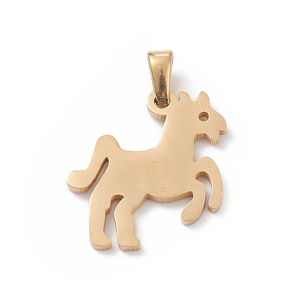 

PandaHall Vacuum Plating 304 Stainless Steel Pendants, Laser Cut, Unicorn Charms, Golden, 20x18.5x1.5mm, Hole: 2.5x4.5mm 304 Stainless Steel...