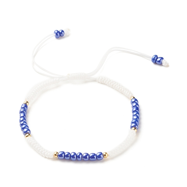 

PandaHall Glass Seed Beaded Bracelet, Adjustable Bracelet for Women, Blue, Inner Diameter: 2-3/8~3-3/4 inch(5.9~9.6cm) Glass Blue