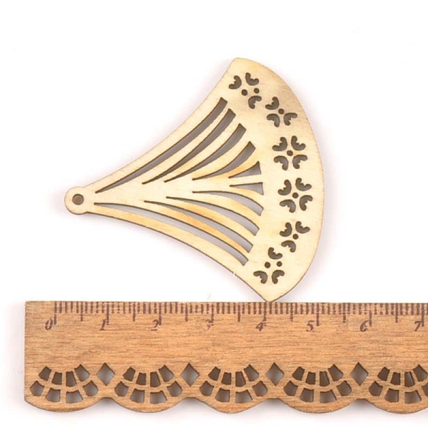 

PandaHall Hollow Wood Big Pendants, for Jewelry Making, Fan, 65x44mm Wood Fan