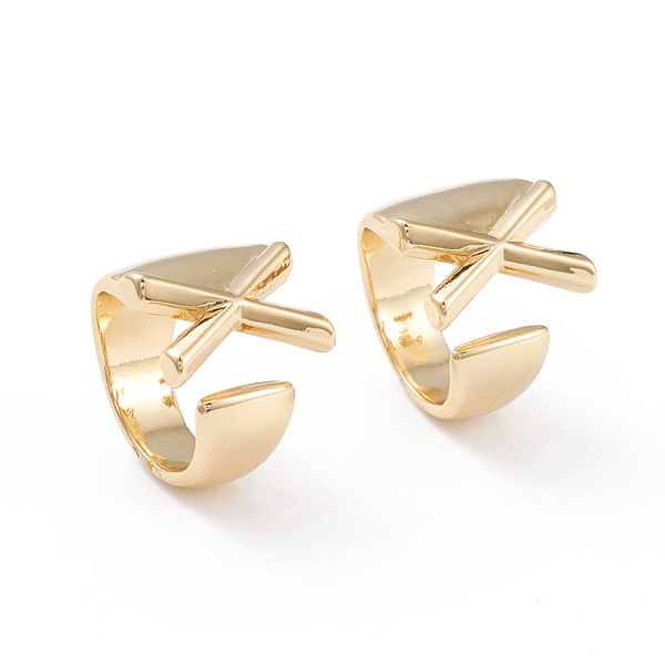 

PandaHall Brass Cuff Rings, Open Rings, Long-Lasting Plated, Real 18K Gold Plated, Letter.X, Size 6, 17mm Brass