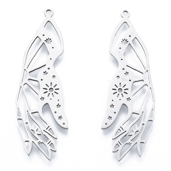 

PandaHall 201 Stainless Steel Pendants, Outline Charms, Hand with Star & Sun, Stainless Steel Color, 48x17x1mm, Hole: 1.6mm 201 Stainless...