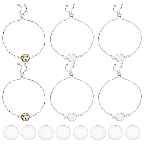 

PandaHall Unicraftale DIY Blank Dome Flat Round Link Bracelet Making Kit, Including 304 Stainless Steel Slider Bracelet Settings, Glass...