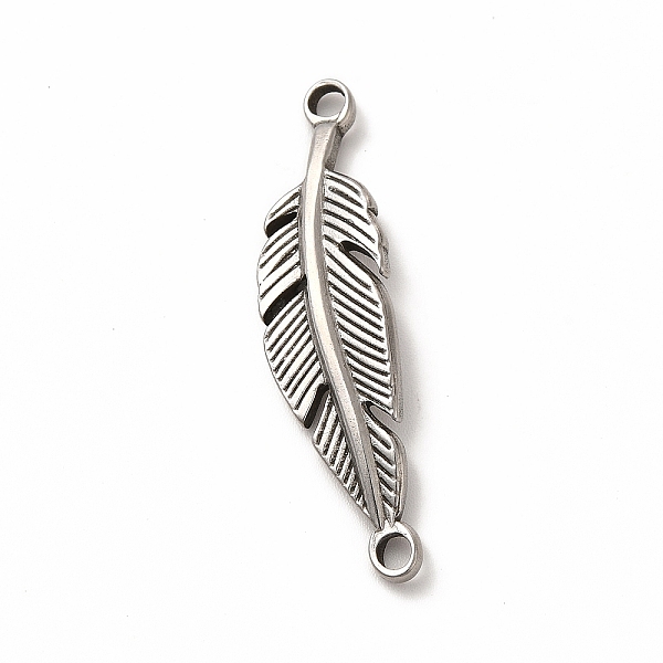 

PandaHall 304 Stainless Steel Connector Charms, Feather Links, Stainless Steel Color, 39.5x10x2mm, Hole: 2.4mm 304 Stainless Steel Feather