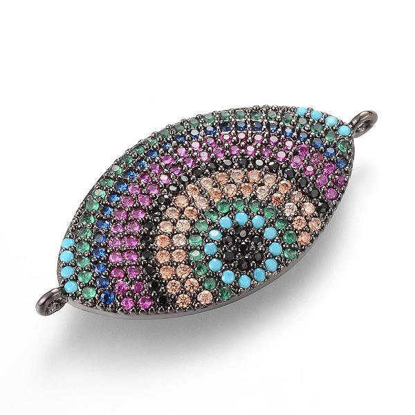 

PandaHall Brass Micro Pave Cubic Zirconia Links, Eye, Gunmetal, 32.8x16.2mm Brass+Cubic Zirconia Eye
