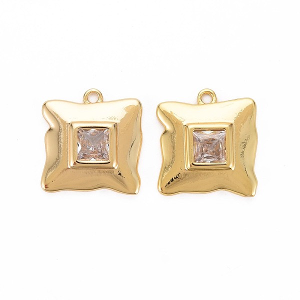 

PandaHall Brass Micro Pave Clear Cubic Zirconia Pendants, Cadmium Free & Nickel Free & Lead Free, Square, Real 18K Gold Plated...
